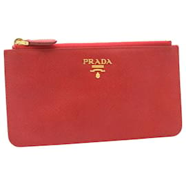 Prada-PRADA Pouch Safiano Leather Red Auth ar6468-Red