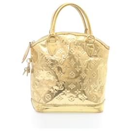 Louis Vuitton-LOUIS VUITTON Monogram Miroir Lockit Hand Bag Gold M95450 LV Auth 29098-Golden