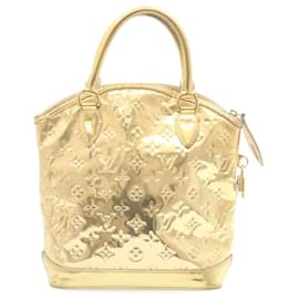 Louis Vuitton-LOUIS VUITTON Monogram Miroir Lockit Hand Bag Gold M95450 LV Auth 29098-Golden