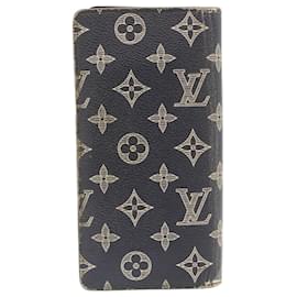 Louis Vuitton-LOUIS VUITTON Monogram Savanna Portefeuille Brazza Wallet Navy N66025 Auth rz071-Navy blue