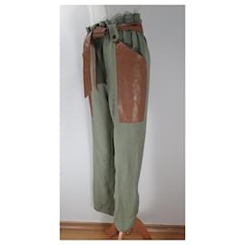 Twin Set-Pants, leggings-Brown,Green