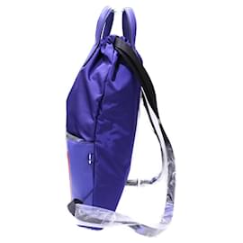 Fendi-FENDI logo backpack nylon x leather blue rucksack men's-Blue