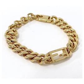 Fendi-FENDI chain bracelet FF logo plated gold-Golden