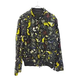 Fendi-Fendi (Fendi) reversible monster total pattern silk / wool zip up bomber jacket black-Black