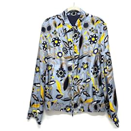 Fendi-FENDI FENDI Reversible Zip Up Bruzon Nylon Jacket Cupra / Silk Men's Blue x Multicolor-Blue