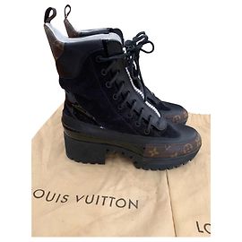 Louis Vuitton Laureate Ankle Boots Black Cloth Black