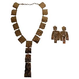 Max Mara Conjunto "Colar e brincos" em metal Dourado