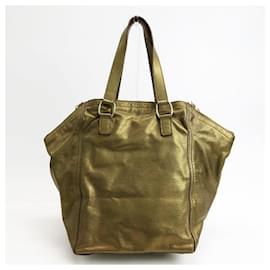 Yves Saint Laurent-[Used] Yves Saint Laurent rive gauche Leather Handbag Gold-Golden