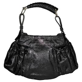 Yves Saint Laurent-[Used] Yves Saint Laurent Rive Gauche Mombasa Handbag Bag Black One Handle Leather-Black