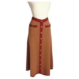 Chanel-CHANEL - LONG CASHMERE SKIRT IN RUST COLOR NEW CONDITION T,36-Orange