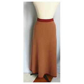 Chanel-CHANEL - LONG CASHMERE SKIRT IN RUST COLOR NEW CONDITION T,36-Orange