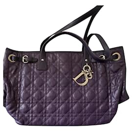 Christian Dior-Panarea Tote Bag Medium em lona roxa-Roxo