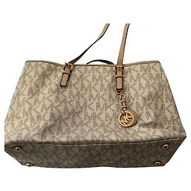 Bolso de mano Michael Kors Monogramma Eggshell Blanco roto
