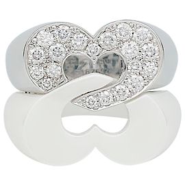 Anello Poiray "Sceau de Coeurs" in oro bianco, ceramiche e diamanti. Altro