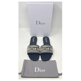 Dior-CIABATTA DWAY Cotone ricamato blu intenso-Blu