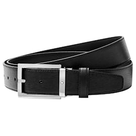 Montblanc-MONTBLANC Belt in black leather 35 mm measure 120 cm-Black