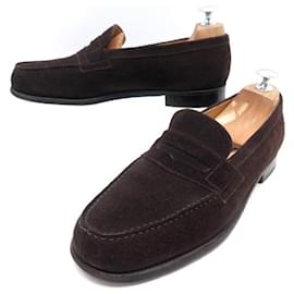 JM Weston-JM WESTON SHOES 180 6.5C 41 BROWN SUEDE LOAFERS LOAFERS SHOES-Brown