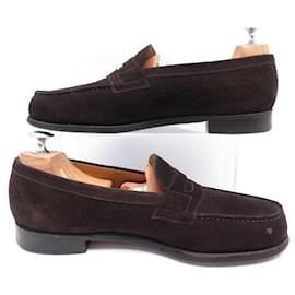 JM Weston-JM WESTON SHOES 180 6.5C 41 BROWN SUEDE LOAFERS LOAFERS SHOES-Brown