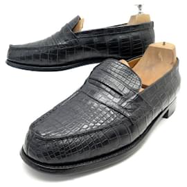 JM Weston-JM WESTON LOAFERS 180 IN BLACK CROCODILE LEATHER 7.5D 42 SHOES-Black