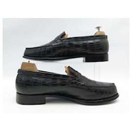 JM Weston-JM WESTON LOAFERS 180 IN BLACK CROCODILE LEATHER 7.5D 42 SHOES-Black
