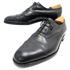 JM Weston-JM WESTON RICHELIEU STRAIGHT TOE SHOES 300 9.5D 43.5 LEATHER + STAINLESS STEEL-Black