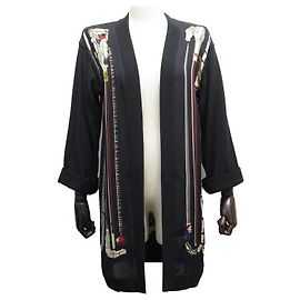 Hermès HERMES JACKE LANGER PULLOVER CARDIGAN LES CANNES S 34 KASCHMIR & SEIDE SCHWARZ NEU Schwarz