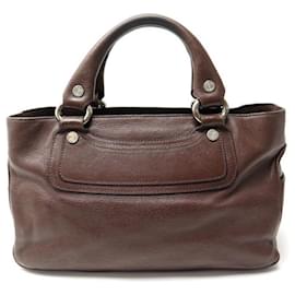 Céline-CELINE BOOGIE CABAS HAND BAG IN BROWN GRAIN LEATHER HAND BAG PURSE-Brown