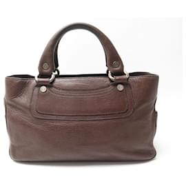 Céline-CELINE BOOGIE CABAS HAND BAG IN BROWN GRAIN LEATHER HAND BAG PURSE-Brown