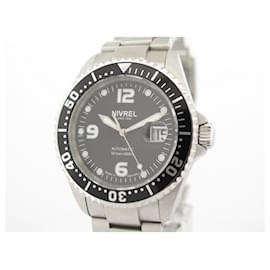 Autre Marque-NEW WATCH NIVREL DEEP OCEAN BLACK M145.001 AUTOMATIC BRUSHED STEEL WATCH-Silvery