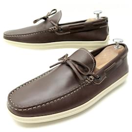 Tod's-NEW TOD'S SHOES MARLIN HYANNISPORT MOCCASIN 7 41 BROWN LEATHER SHOES-Brown