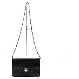 Chanel-VINTAGE HANDBAG CHANEL TIMELESS FLAP SHOULDER BAG QUILTED LEATHER LOGO CC BAG-Black