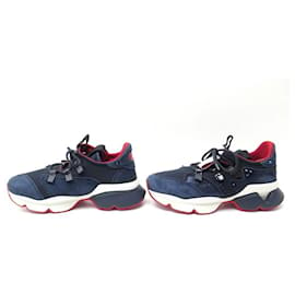 Christian Louboutin-CHRISTIAN LOUBOUTIN SNEAKERS 37.5 RED RUNNER 1200320BK01 in suede leather-Navy blue