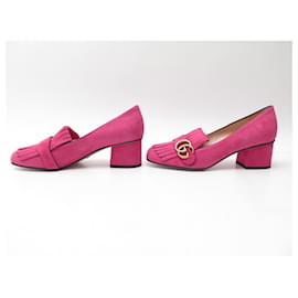 Gucci-NEUF CHAUSSURES GUCCI ESCARPINS MARMONT 408208 38.5 IT 39.5 FR DAIM ROSE-Rose