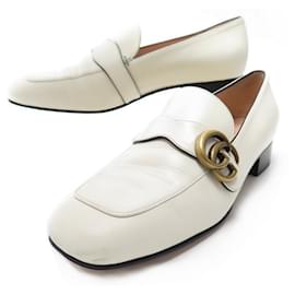 Gucci-GUCCI MOCCASIN MARMONT SHOES 602496 39 IT 40 FR LEATHER CREAM BOX SHOES-Cream