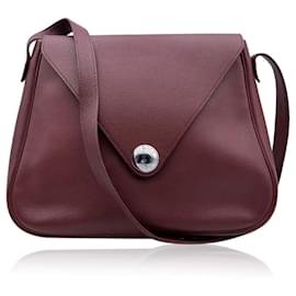 Hermès-Hermes Vintage Brown Leather Large Christine Envelope Shoulder Bag-Brown