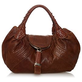 Fendi Brown Spy Leather Hobo Bag Brown