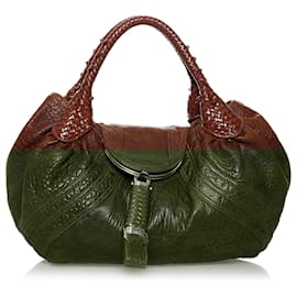 Fendi-Fendi Brown Spy Leather Hobo Bag-Brown