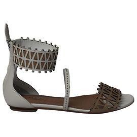 Alaïa Alaia Ankle-cuff Laser Cut Sandals In White Leather White