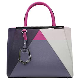 Fendi-Fendi Vitello Elite Colorblock Petite 2 Jours Tote in Purple calf leather Leather-Other