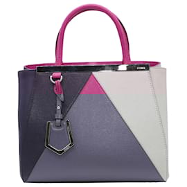 Fendi-Fendi Vitello Elite Colorblock Petite 2 Jours Tote in Purple calf leather Leather-Other