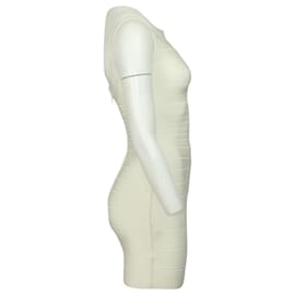 Herve Leger-Herve Leger Kassandra Vestido Bodycon Enfeitado em Seda Artificial Marfim-Branco,Cru