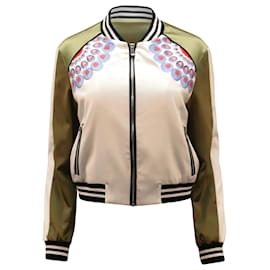 Maje-Maje Peacock Embroidered Bomber Jacket in White Polyester-White