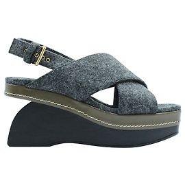 Marni Dark Grey Felt Wedges Grey