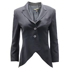 Escada Peplum-hem Blazer Jacket in Black Wool blend Black