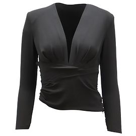 Iro Madera Gepolstertes Oberteil mit V-Ausschnitt aus schwarzem Polyester Schwarz