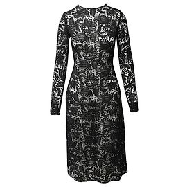 Adam Lippes Spitzenkleid aus schwarzer Baumwolle Schwarz