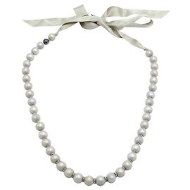 Lanvin Biege Perlen-Mesh-Halskette Fleisch