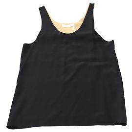 Chloé Canotta Chloe Reversibile in Crepe de Chine di Seta Nero/Beige Nero