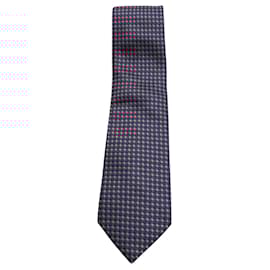 Ermenegildo Zegna-Navy Blue/ Red Print Tie-Other