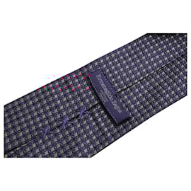 Ermenegildo Zegna-Navy Blue/ Red Print Tie-Other